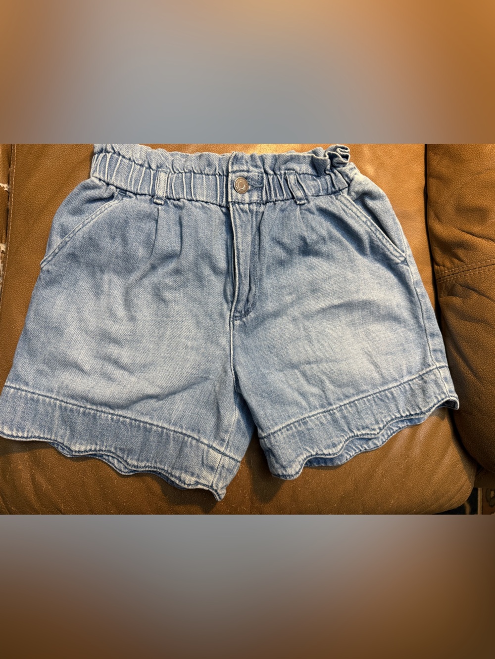GAP Light Blue Denim Scallop Hem Girls Shorts